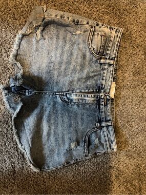 rebels Light Blue Denim Shorts with Contrast Stitching